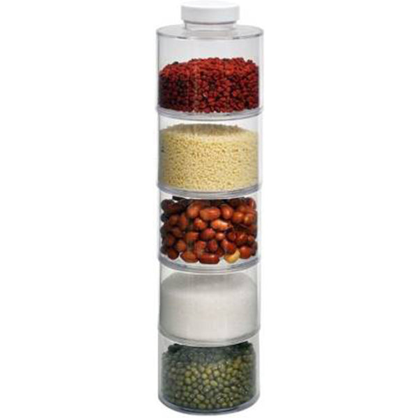 Fyrome 6 Bottles Clear Spice Tower Bottle, Stackable Spice Jars